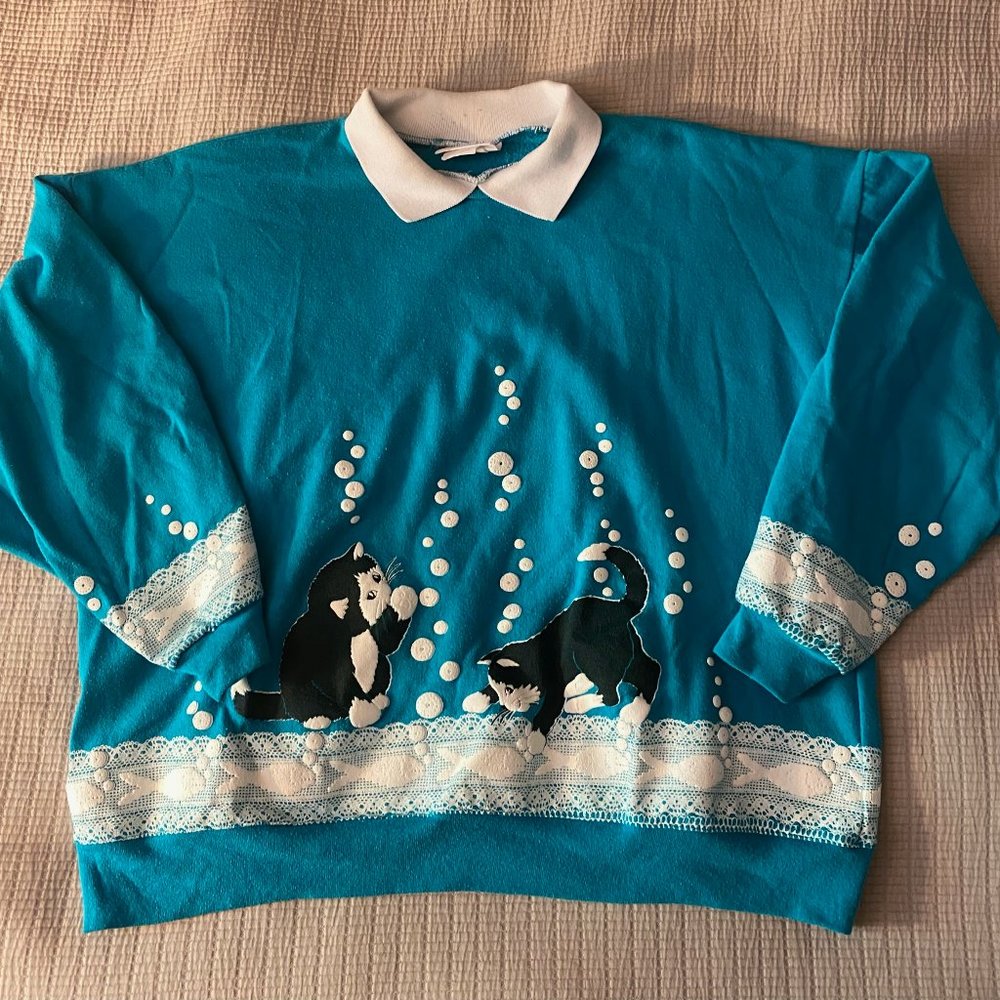 Vintage Spumoni Women's Cat Sweatshirt Size L